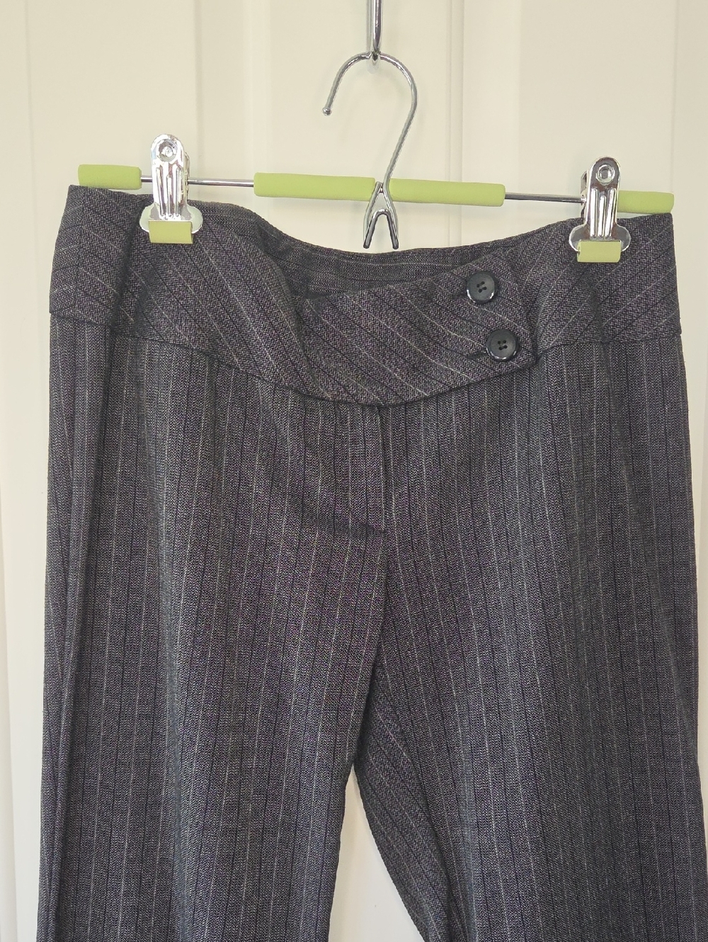 Joe Benbasset Gray Pinstripe Wide Crossover Waist Trousers